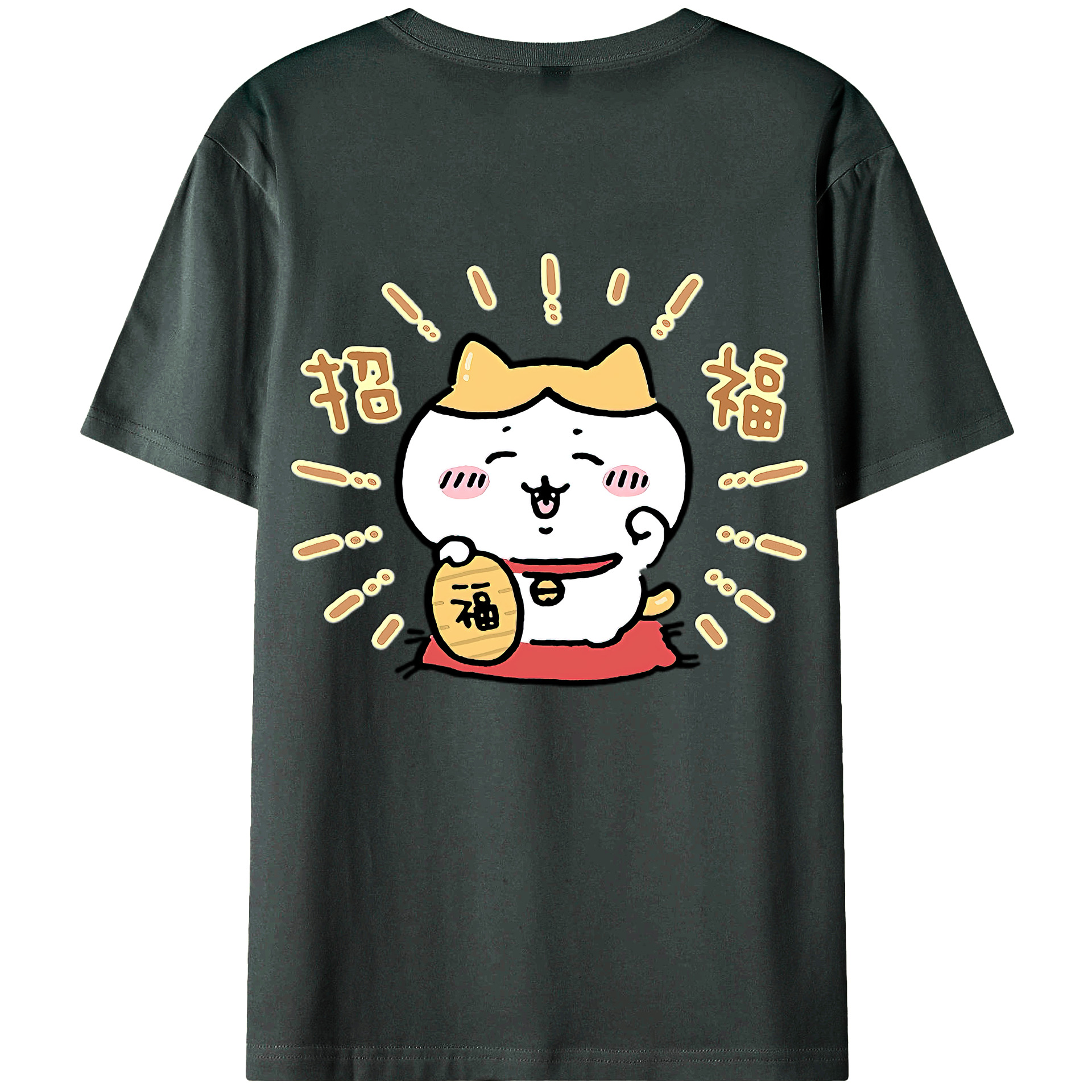 （画像用） ちいかわ ハチワレ Chii-kawa hachiware 綿100％ メンズ半袖Tシャツ（バックプリント） 通気性